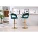 Modern Green Velvet Swivel Barstool Counter Height Barstools W/ Back Adjustable Kitchen Island Chairs for Dining Room (Set of 2)