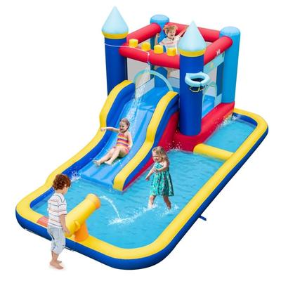 Inflatable Water Slide Bounce House with 680W Blower and 2 Pools - Multi - Multi