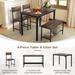 4 Pieces Rustic Dining Table Set with 2 Chairs and Bench - 43" x 27.5" x 30"/ (L x W x H)