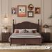 Modern 3-Pieces Bedroom Sets with Wood Platform Bed and 2 Nightstands, Full Size