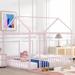 Kids House Bed Metal Platform Bed Frame Floor Bed, Pink