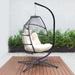 Outdoor Patio Wicker Folding Hanging Egg Chair, Swing Hammock with Cushion, Pillow