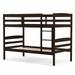 Solid Wood Twin Over Twin Bunk Bed Frame with High Guardrails and Integrated Ladder