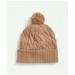 Brooks Brothers Women's Merino Wool and Cashmere Blend Cable Knit Pom Beanie | Camel