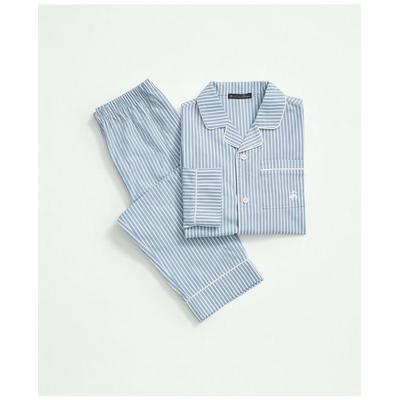 Brooks Brothers Kids Long Sleeve Button Up Pajama Set | Light Blue | Size 10