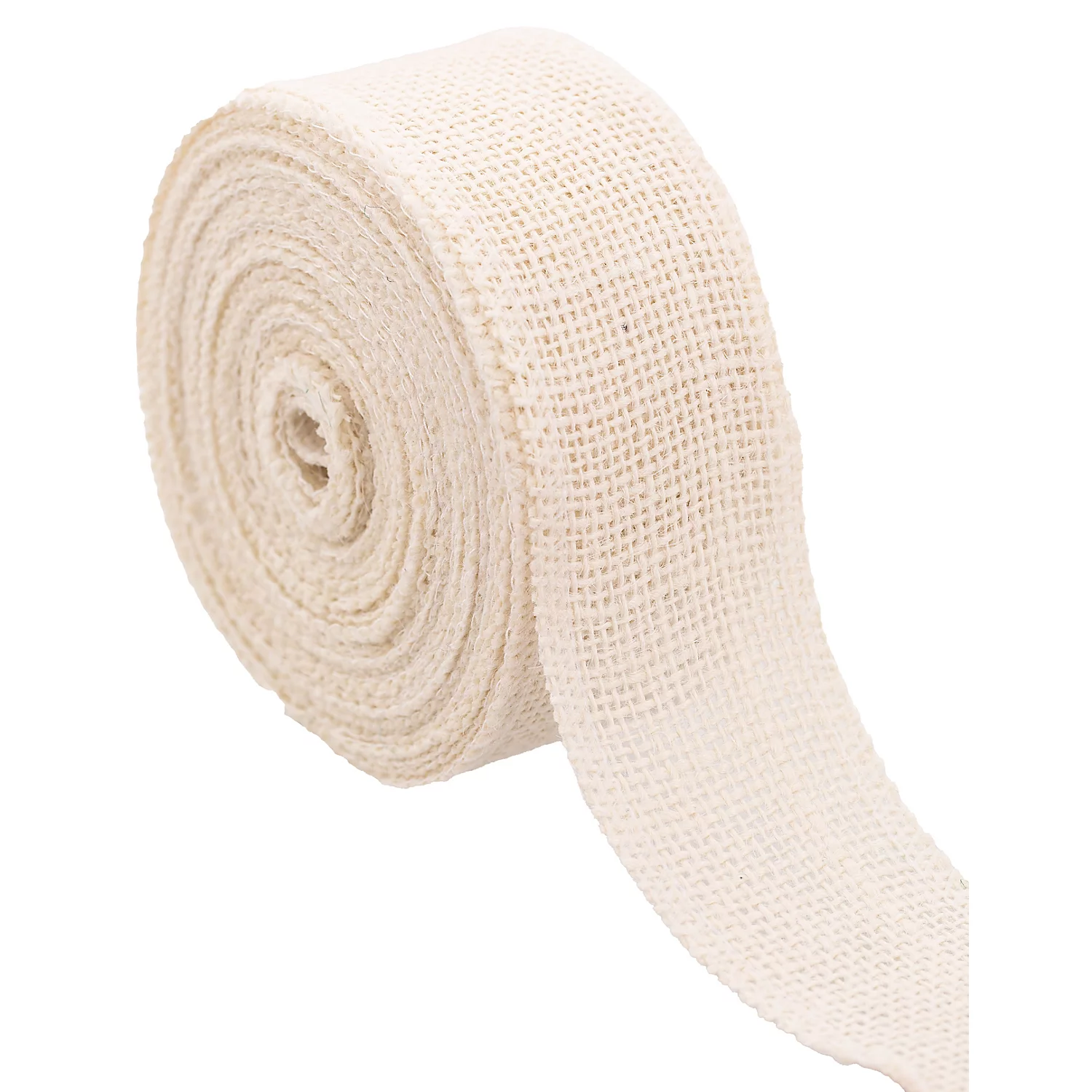 Ruban en toile de jute, blanc, 50 mm,10 m