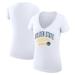 Women's G-III 4Her by Carl Banks White Golden State Warriors Filigree Logo V-Neck Fitted T-Shirt
