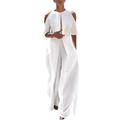Rompers For Women Summer Petite Solid Color Fashion Off The Shoulder Womens Jumpsuits Summer White XXXXXL