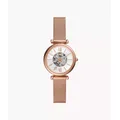 Fossil Women's Carlie Mini Automatic Rose Gold-Tone Stainless Steel Mesh Watch