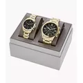 Fossil Outlet His and Her Chronograph Gold-Tone Stainless Steel Watch Gift Set