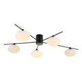 dar lighting JAS5422 Jasper 5 Light Semi Flush Ceiling Light Matt Black Opal Glass