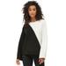 Plus Size Women's Colorblock Pullover Sweater by ellos in White Black (Size 14/16)