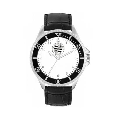 Reading Silver Case - Uhr mit schwarzem Lederarmband Image