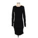 Zara Casual Dress - Bodycon Crew Neck Long sleeves: Black Print Dresses - Women's Size Small