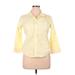 CALVIN KLEIN JEANS 3/4 Sleeve Button Down Shirt: Yellow Tops - Women's Size X-Large