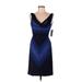 Zac Posen Cocktail Dress - Party Plunge Sleeveless: Purple Print Dresses - Women's Size 6