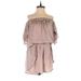 Hyfve Casual Dress - Mini Off The Shoulder 3/4 sleeves: Brown Print Dresses - Women's Size Medium