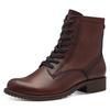 Schnürstiefelette TAMARIS, Damen, Gr. 37, braun (cognac), Leder, unifarben, used, modisch, Schuhe, Blockabsatz, Schnürboots, Busisnessschuh im glänzenden Metallic-Look