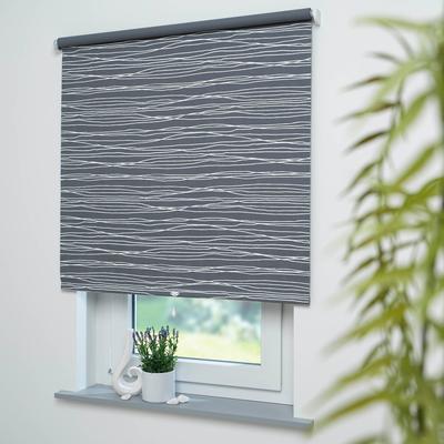 Springrollo LIEDECO "Sahara" Gr. 1, grau (dunkelgrau, weiß, bitte auswählen), B:212cm H:180cm, Kunststoff, Metall, Polyester, Rollos, Rollowelle 36 mm, starke Feder Image