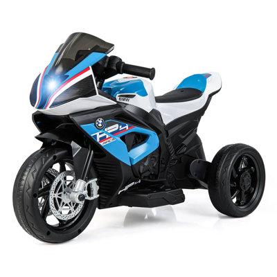 DreamDwell Home BMW Ride On Motorcycle 1 Seater Motorcycles Battery Powered Ride On Toy w/ 3 Wheels, Music, Light in Blue | Wayfair