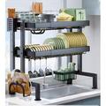 LIYONG Adjustable Stainless Steel 2 Tier Dish Rack Stainless Steel in Gray | 35.8 H x 32.6 W x 11.1 D in | Wayfair LIYONG099322e