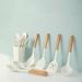 SC0GO 12 -Piece Spatula/Turner Set w/ Utensil Crock Wood/Silicone in Brown/White | Wayfair Q-1136