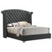 Everly Quinn Pavillion Bed, Tufted Headboard Upholstered/Velvet in Gray | 66.25 H x 92.25 W x 92.25 D in | Wayfair 8FA753F2668B4B888E491BC30AF58954