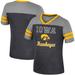 Girls Youth Colosseum Black/Heather Gray Iowa Hawkeyes Summer Striped V-Neck T-Shirt