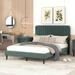Modern Style Full Size Platform Bed Velvet Fabric Upholstered Platform Bed with Strong Wooden Slats,for Bedroom, Green