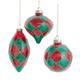 Kurt Adler 80 MM Green and Red Ball, Onion, Teardrop, 3-Piece Set