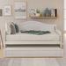 Twin Size Wooden Daybed with Trundle, No Box Spring Needed Sofa Bed w/Slats Support, Classic & Simple Platform Bedframe, White