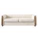 Velvet Low back Tufted Sofa Couch with Removable Cushions, 4 Seater Round Arm Sofa with Metal Legs, Living Room Furniture