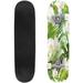 Skateboards for Beginners botanical seamless pattern tropical leaves orchid flowers white for 31 x8 Maple Double Kick Concave Boards Complete Skateboards Outdoor for Adults Youths Kids Teens Gifts