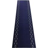 Custom Size Rug Runner Skid Resistant Backing Rug Runner Trellis Border Navy Blue Color Cut to Size Roll Runner Rugs By Feet Customize in USA