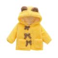 Toddler Girls Thick Woolen Coat Winter Cute Plus Fluffy Hooded Coat Bear Ears Bow Jacket Outwear Yellow 8