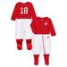 Infant Wes & Willy Crimson Alabama Tide Football Uniform Full-Zip Footed Jumper