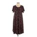 Lularoe Casual Dress - Midi Scoop Neck Short sleeves: Burgundy Dresses - Women's Size Medium