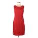 Elie Tahari Casual Dress - Sheath Scoop Neck Sleeveless: Red Print Dresses - Women's Size 8