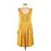Calvin Klein Casual Dress - A-Line Scoop Neck Sleeveless: Yellow Solid Dresses - Women's Size 12