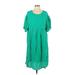 American Vintage Casual Dress Scoop Neck Short sleeves: Green Print Dresses - Women's Size X-Small