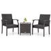 Costway 3 Piece Patio Wicker Chair Set with Quick Dry Foam Cushions