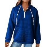 FAIWAD Womens Plus Size Lapel Hoodies Top Fall Winter Loose Zip Drawstring Sweatshirt with Pockets