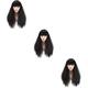 minkissy 3pcs Curly Wave Wig Long Wavy Wig Long Straight Wig Cosplay Wigs Curly Hair Wigs Curly Wavy Hair Loose Curly Wigs Fluffy Curly Wig Glueless Synthetic Wigs Headgear Air Bangs