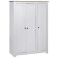 Tidyard 3-Door Wardrobe White 118x50x171.5 cm Pine Panama Range