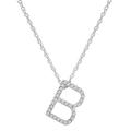 Amanda Rose Collection Diamond Initial Pendant Necklaces in 14K White Gold on a 14K White Gold 16 inch Chain| Real Diamond Initial Pendants in Real 14K White Gold, Gold Diamonds, white-diamond