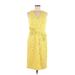 White House Black Market Cocktail Dress - Sheath V Neck Sleeveless: Yellow Solid Dresses - Women's Size 6