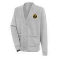 Men's Antigua Heather Gray Denver Nuggets Victory Button-Up Cardigan