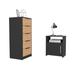 Patten 2 Piece Bedroom Set, Egeo 5 Drawer Dresser + Omaha Nightstand, Black / Light Oak - Depot E-Shop CBED120