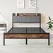 17 Stories Burrier Storage Bed Wood & /Upholstered/Metal/Linen in Brown/Gray | 38.78 H x 54.53 W x 81.26 D in | Wayfair