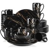 Mercer41 Oron Porcelain China Dinnerware Set - Service for 8 Porcelain/Ceramic in Black | Wayfair FF16FB31A80E4CED8F9BA39CBDFCFAEB